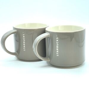 Set of 2 Starbucks 2013 Coffee Cup Mugs | Stackable Embossed Hot Beverage 14oz